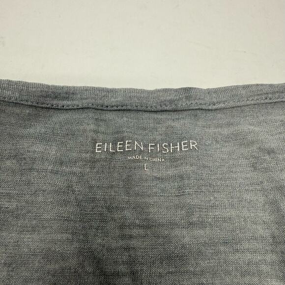 Eileen Fisher Gray Asymmetrical Hem Tunic Top 3/4 Sleeves Silk Cotton Blend EUC - Picture 5 of 8
